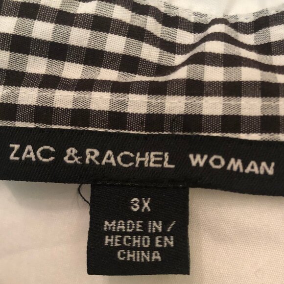 Zac & Rachel white button-down w/ gingham accents sz 3X - Picture 2 of 10